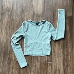 Wild Fable Fitted Blue Green Aqua Long Sleeve Ribbed Sweater small
